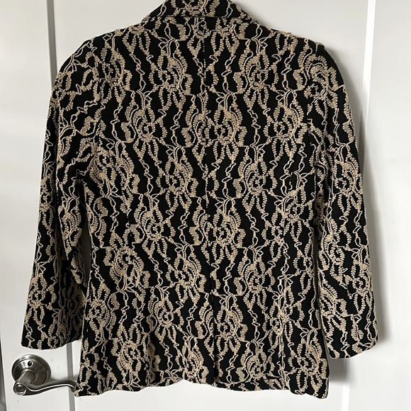 ANTHROPOLOGIE Cartonnier Felicia Lace Blazer Black Tan NEW - Picture 6 of 8